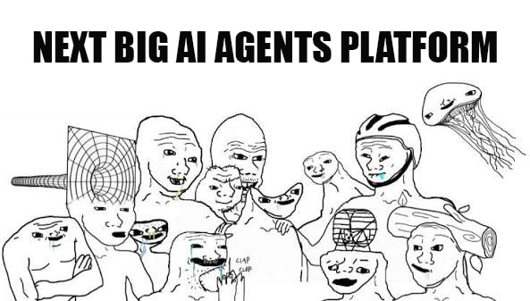 A crowd of hand-drawn AI agents
